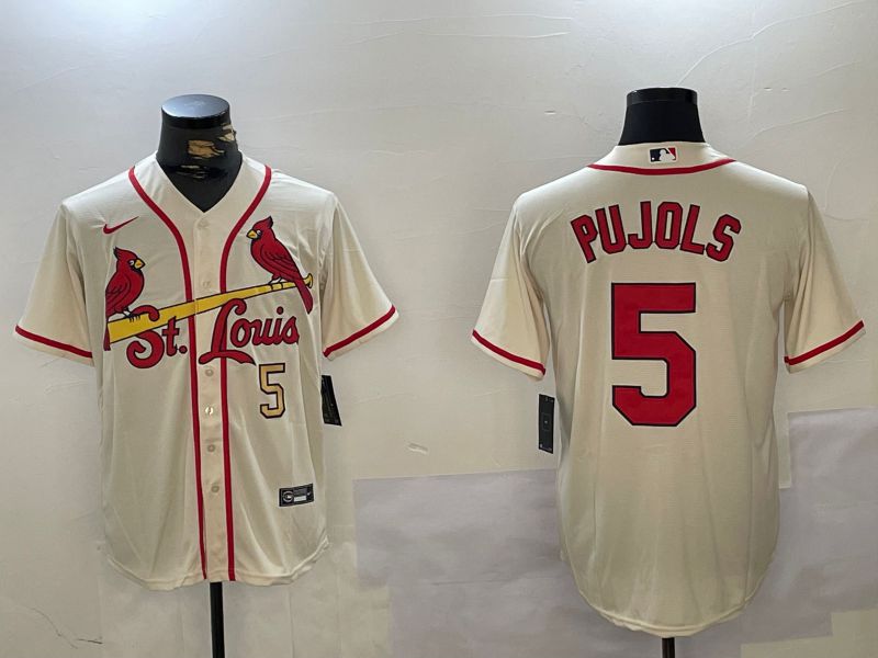 Men St.Louis Cardinals 5 Pujols Cream Game 2024 Nike MLB Jersey style 2